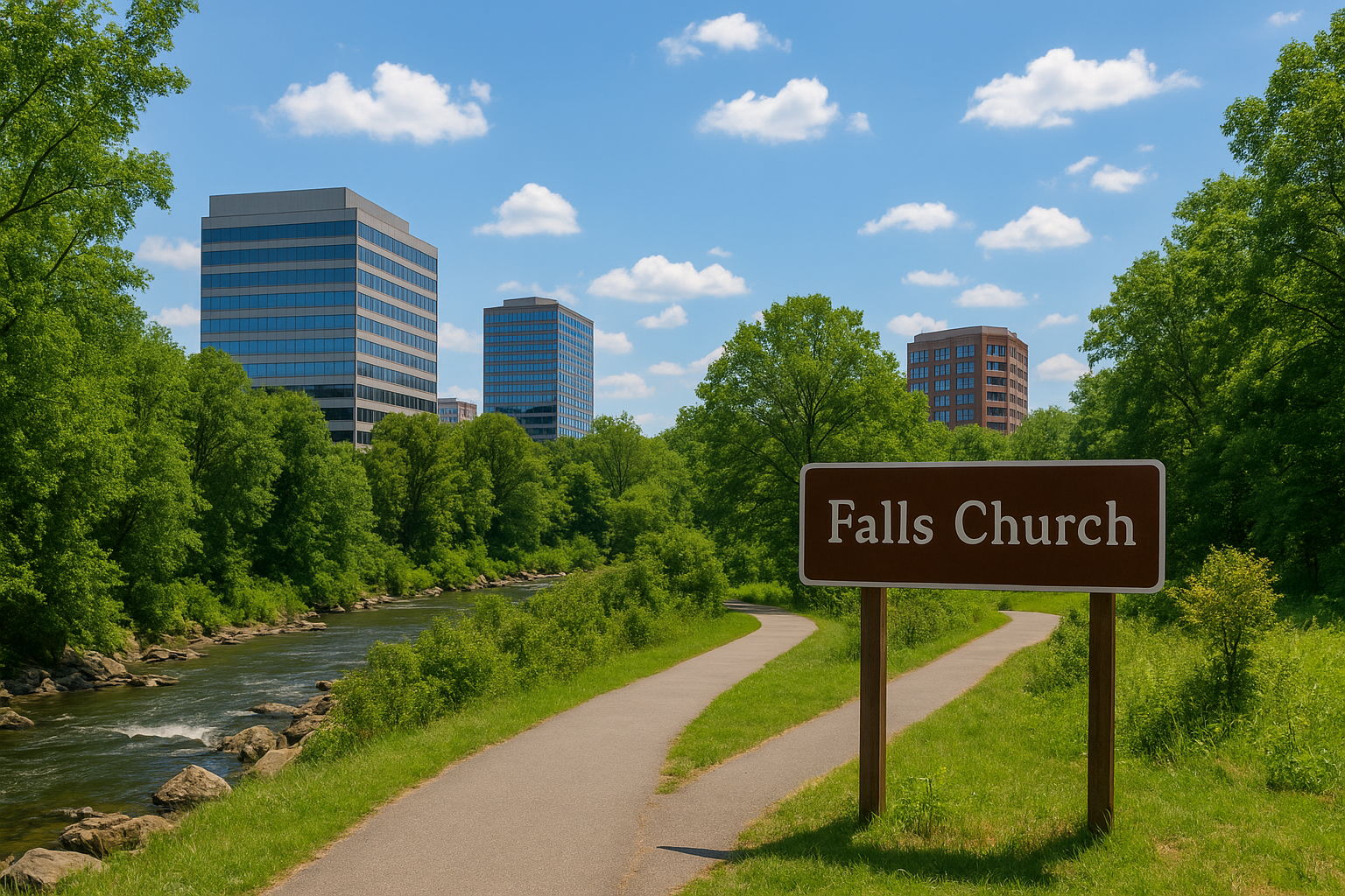 Sign for Falls Church city park - Nature Touch Landscape (yard spring cleanup) (Falls Church)